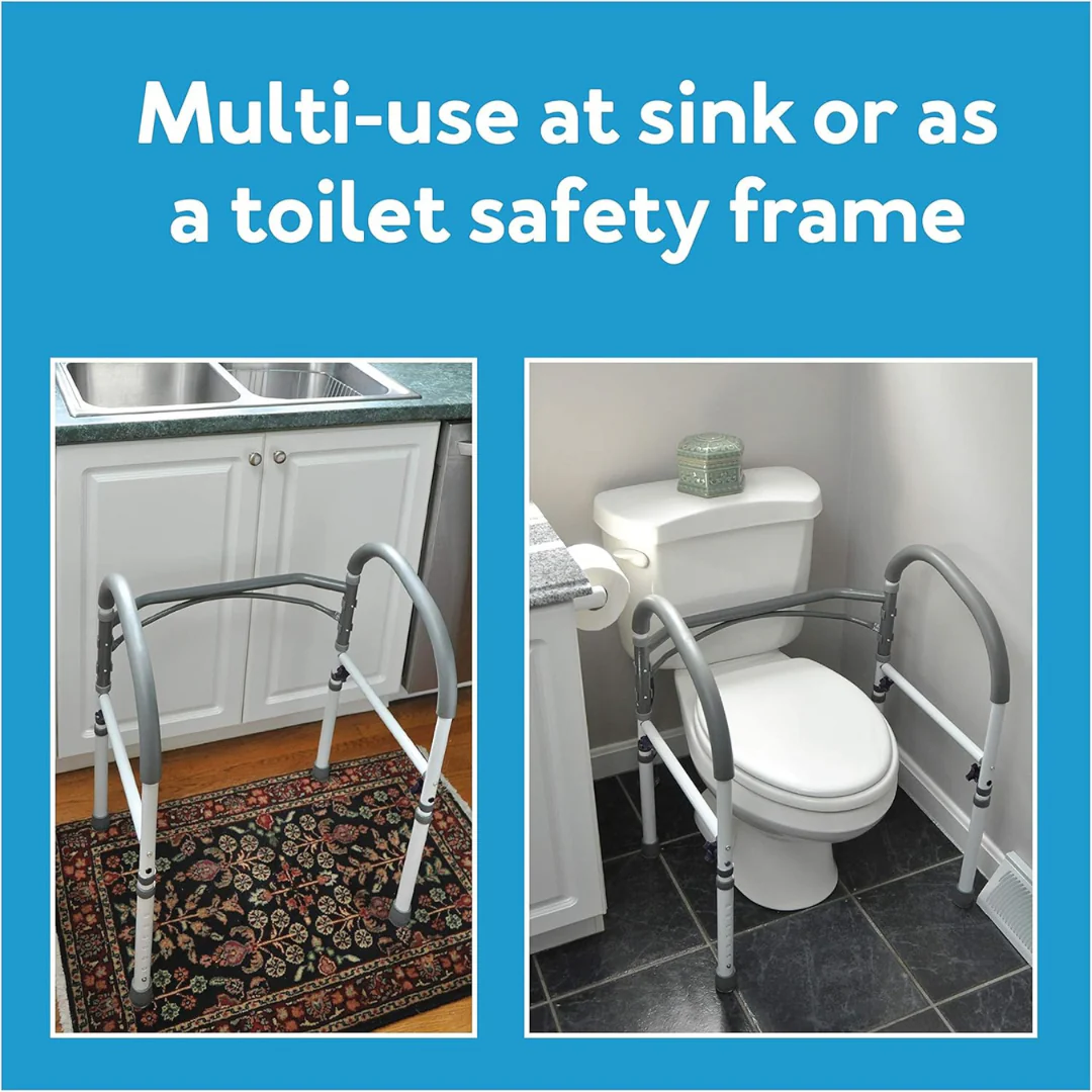 Carex Bathroom Safety Rail - Universal Standing Aid - Fits Over Toilet - Image 9