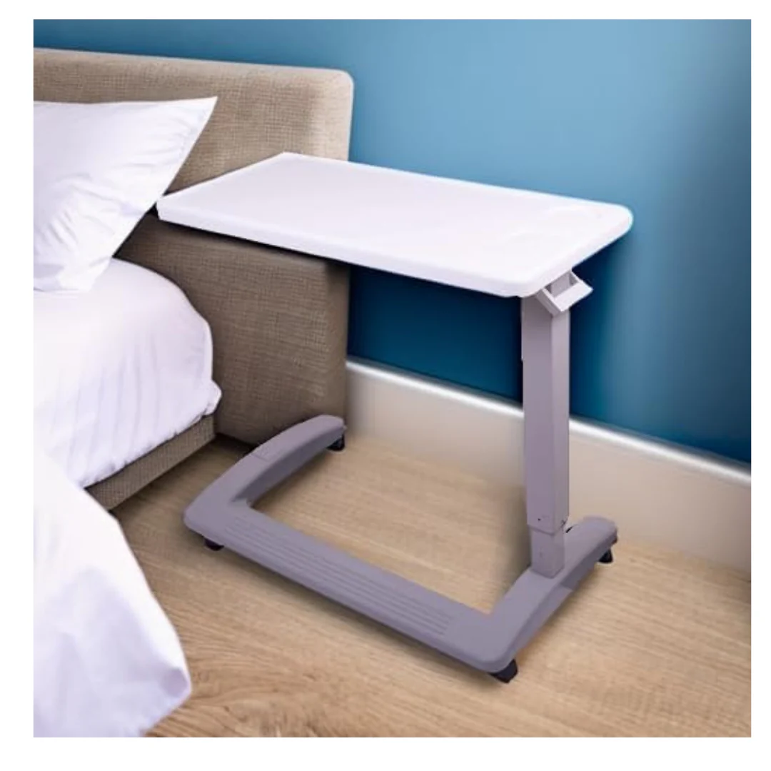 Carex Height Adjustable Rolling Overbed Table with XL Surface - Image 3