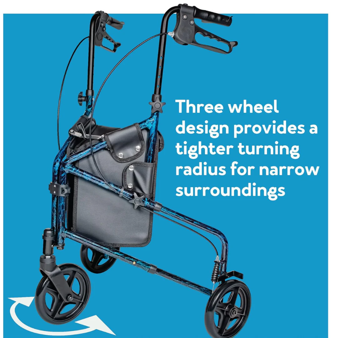 Carex Trio Roller 3-Wheel Walker Rollator - Image 6