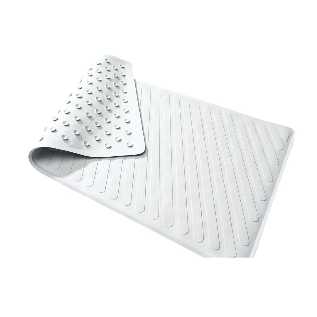 Carex White Rubber Non-Slip Bath Mat with Suction Cups