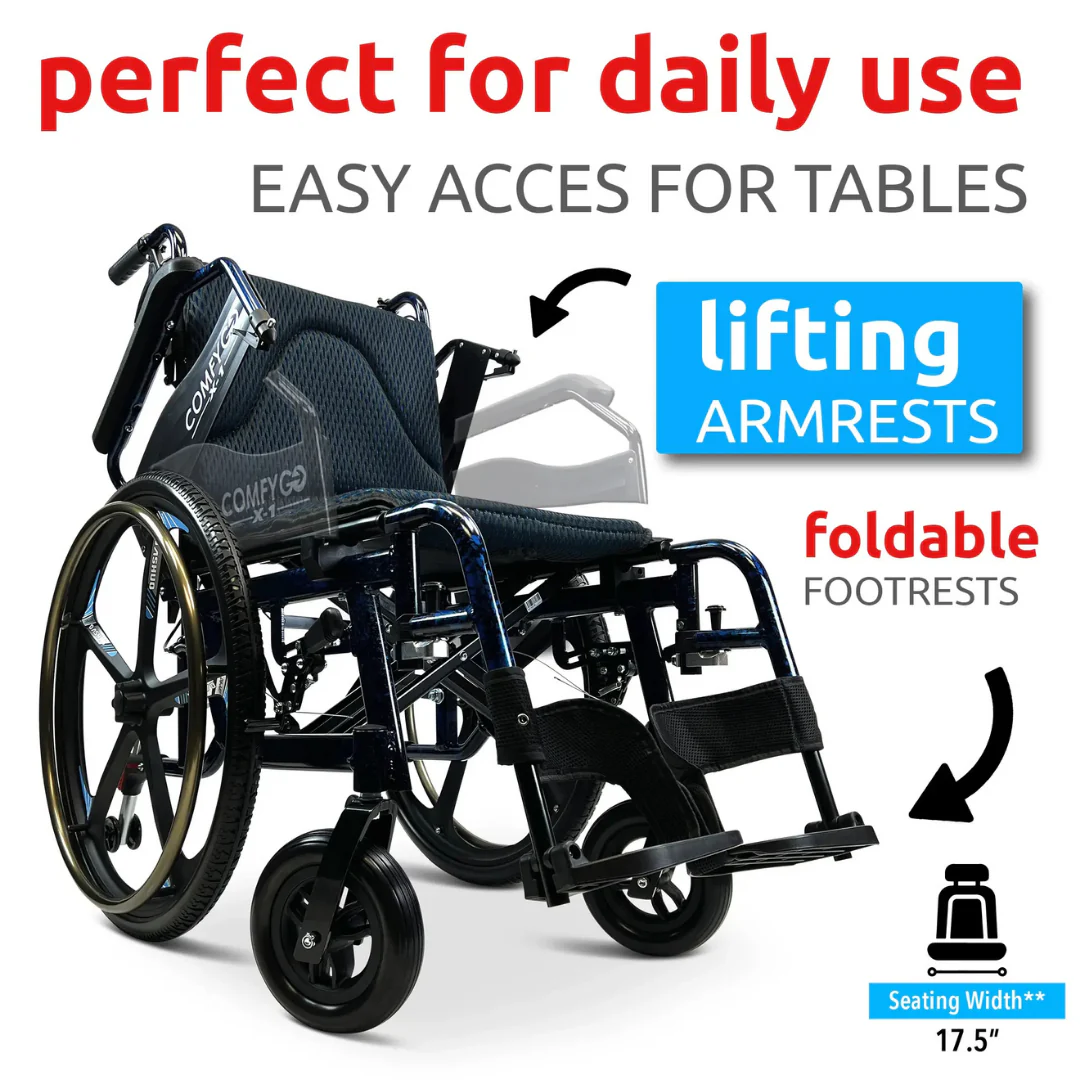 ComfyGo X-1 Lightweight Manual Wheelchair - Open Box Slightly Used - Image 4