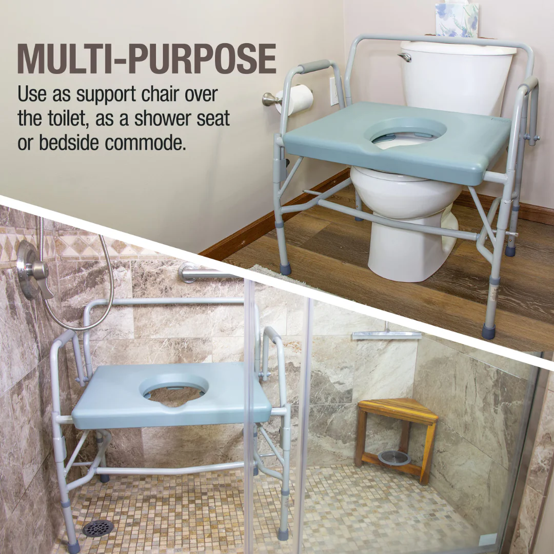 DMI Drop Arm Portable Bariatric Toilet Commode w/ Extra-Wide Seat - Image 2