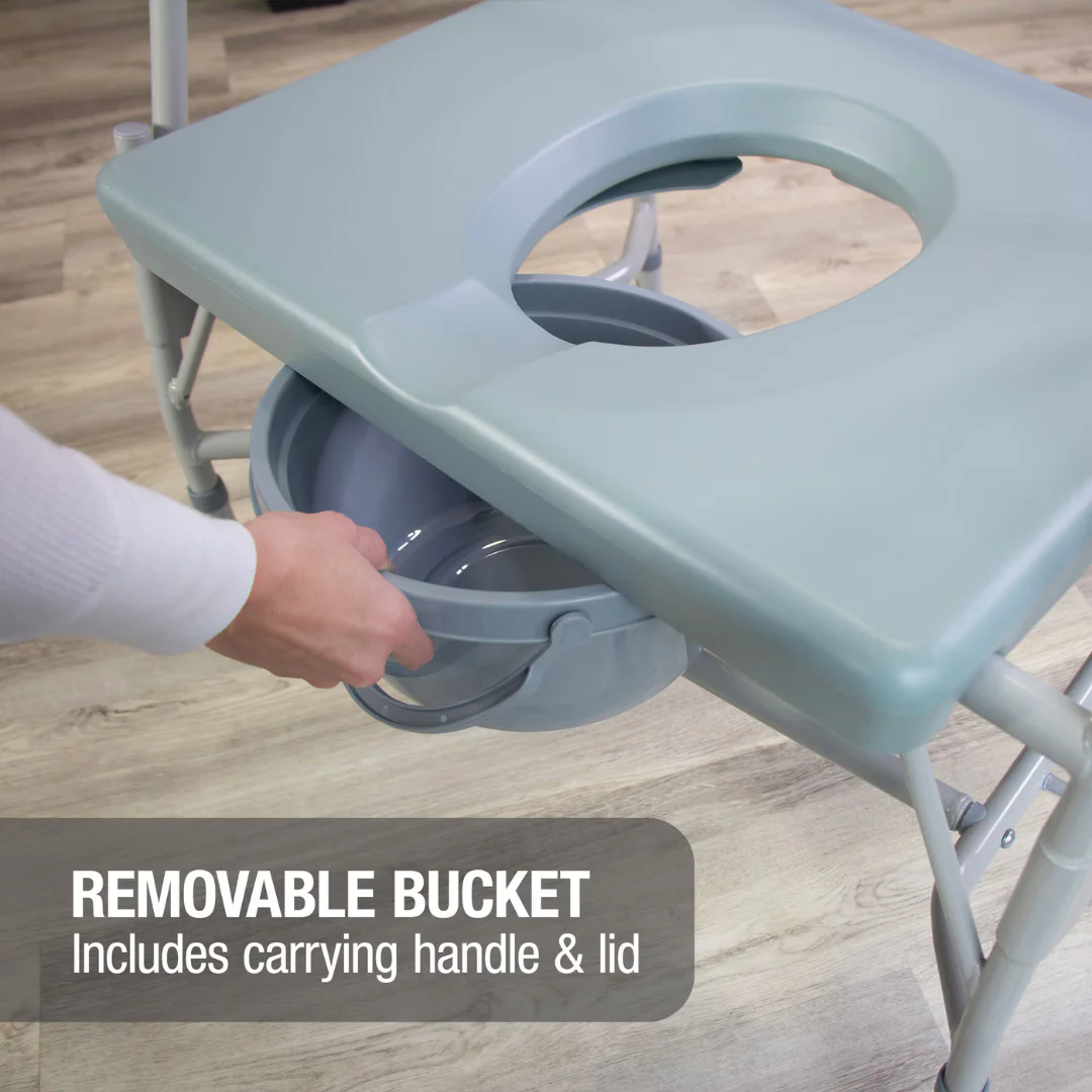 DMI Drop Arm Portable Bariatric Toilet Commode w/ Extra-Wide Seat - Image 3