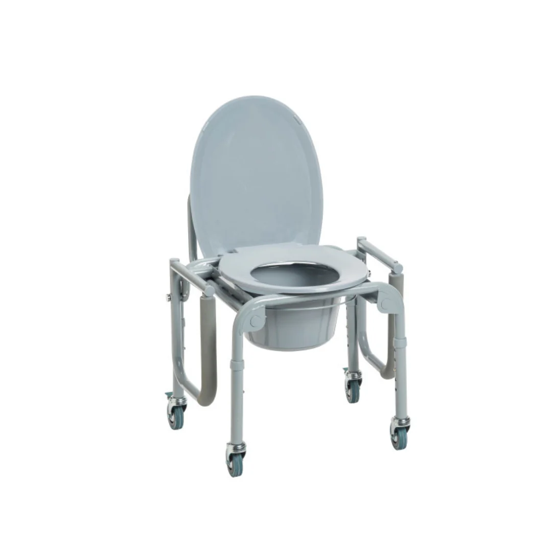 Drive Steel Drop-Arm Rolling Commode with Padded Armrests - Image 2
