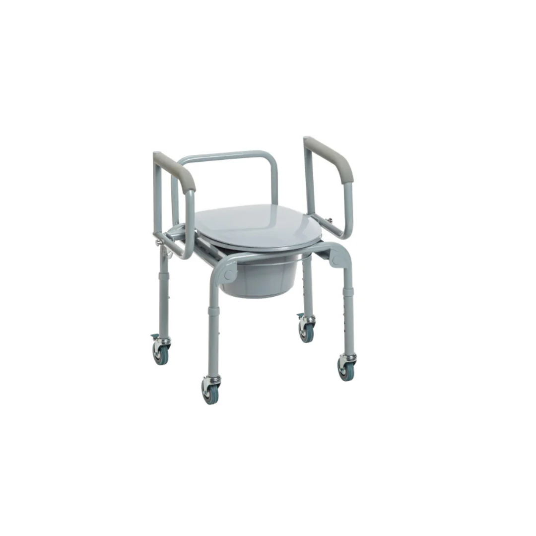 Drive Steel Drop-Arm Rolling Commode with Padded Armrests - Image 3