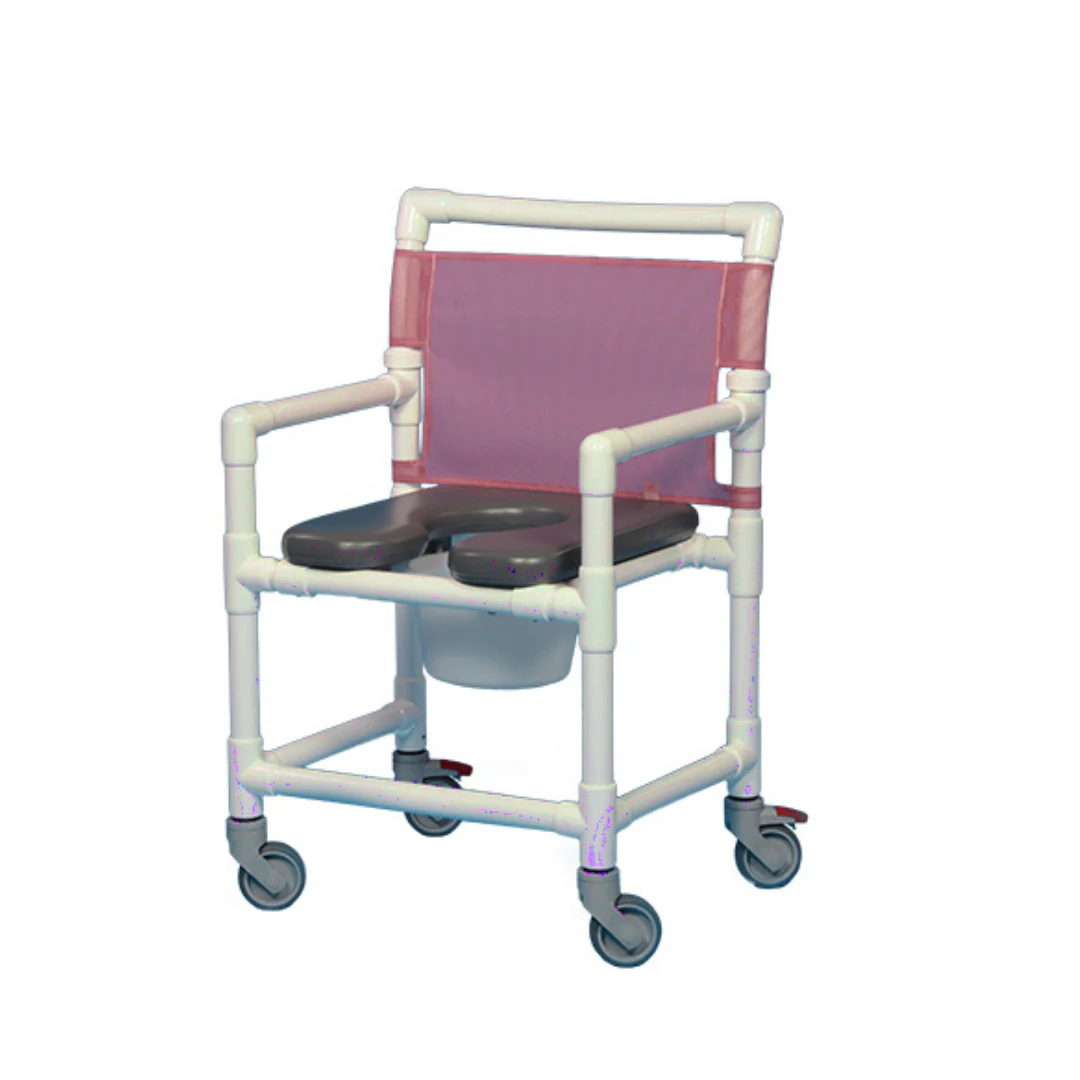 IPU Midsize PVC Shower Chair Commode with Open Front Soft Seat