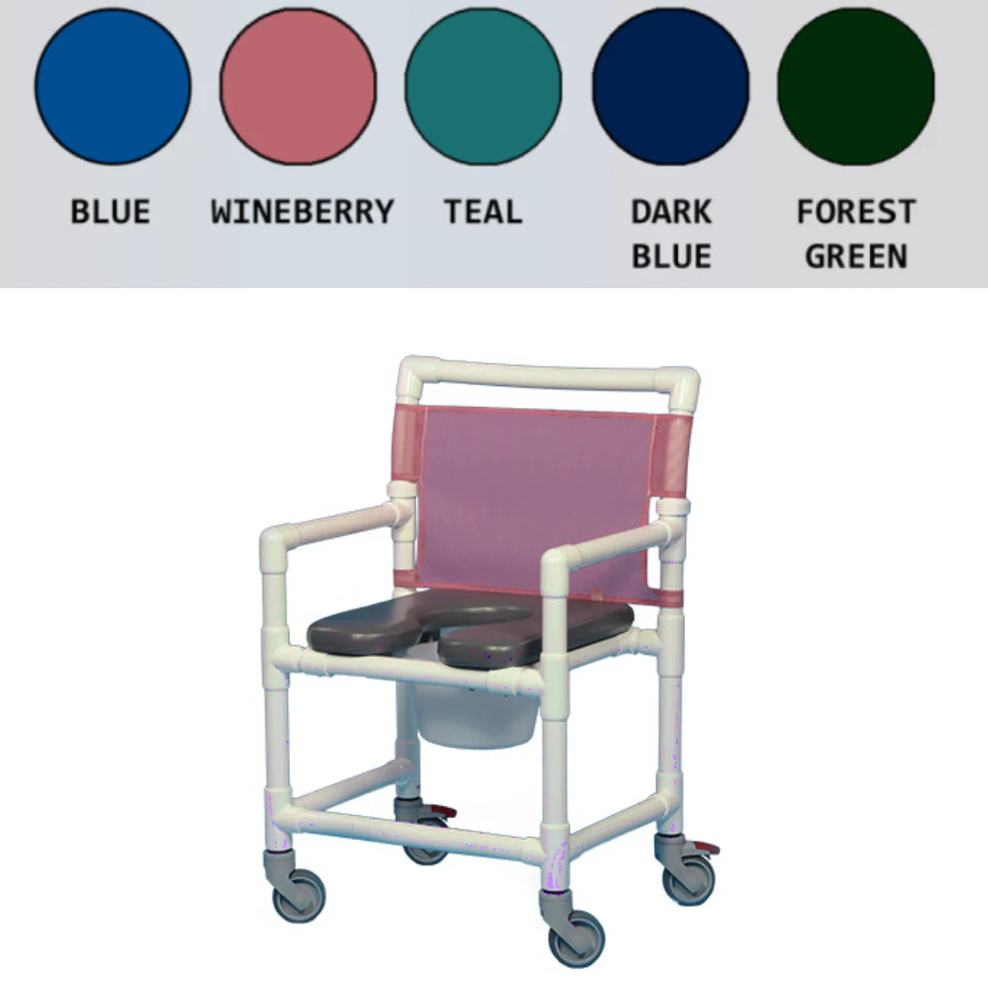IPU Midsize PVC Shower Chair Commode with Open Front Soft Seat - Image 2