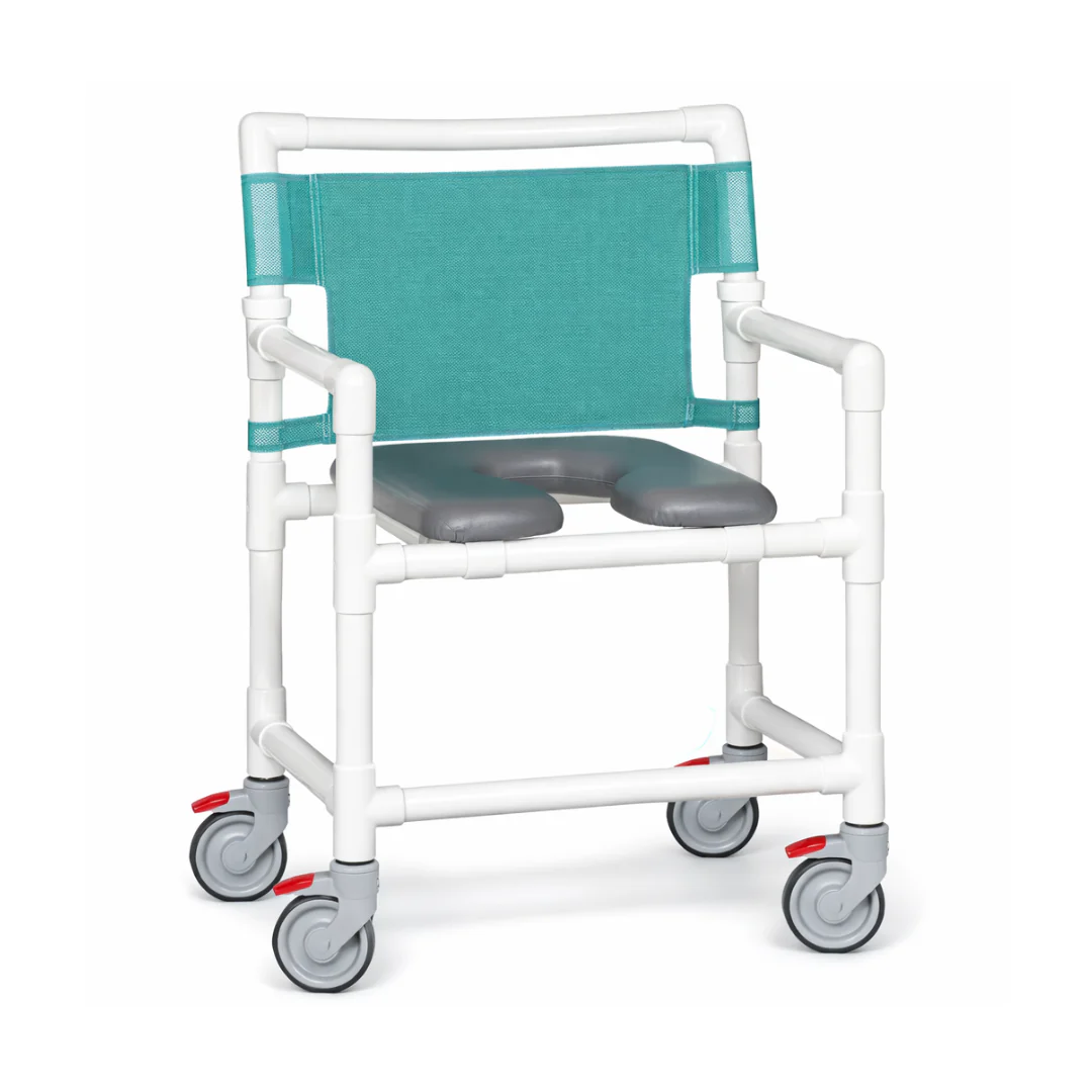 IPU Oversize Open Front Soft Seat Rolling PVC Shower Chair - Image 3