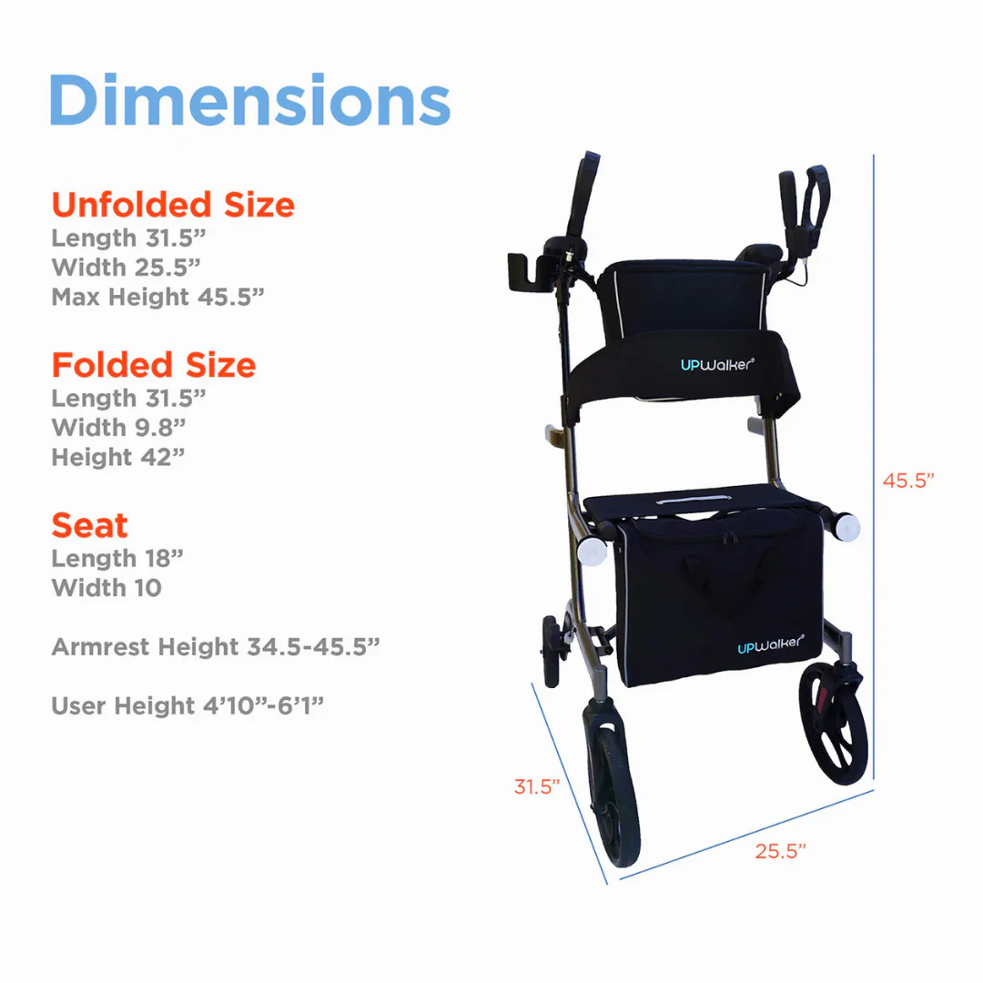 Journey UPWalker Premium Lite Upright Rolling Walker - Dark Silver - Image 5