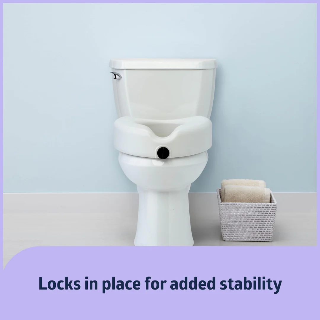 Medline 5" Raised Easy Locking Toilet Seat with Microban Treatment - Image 2