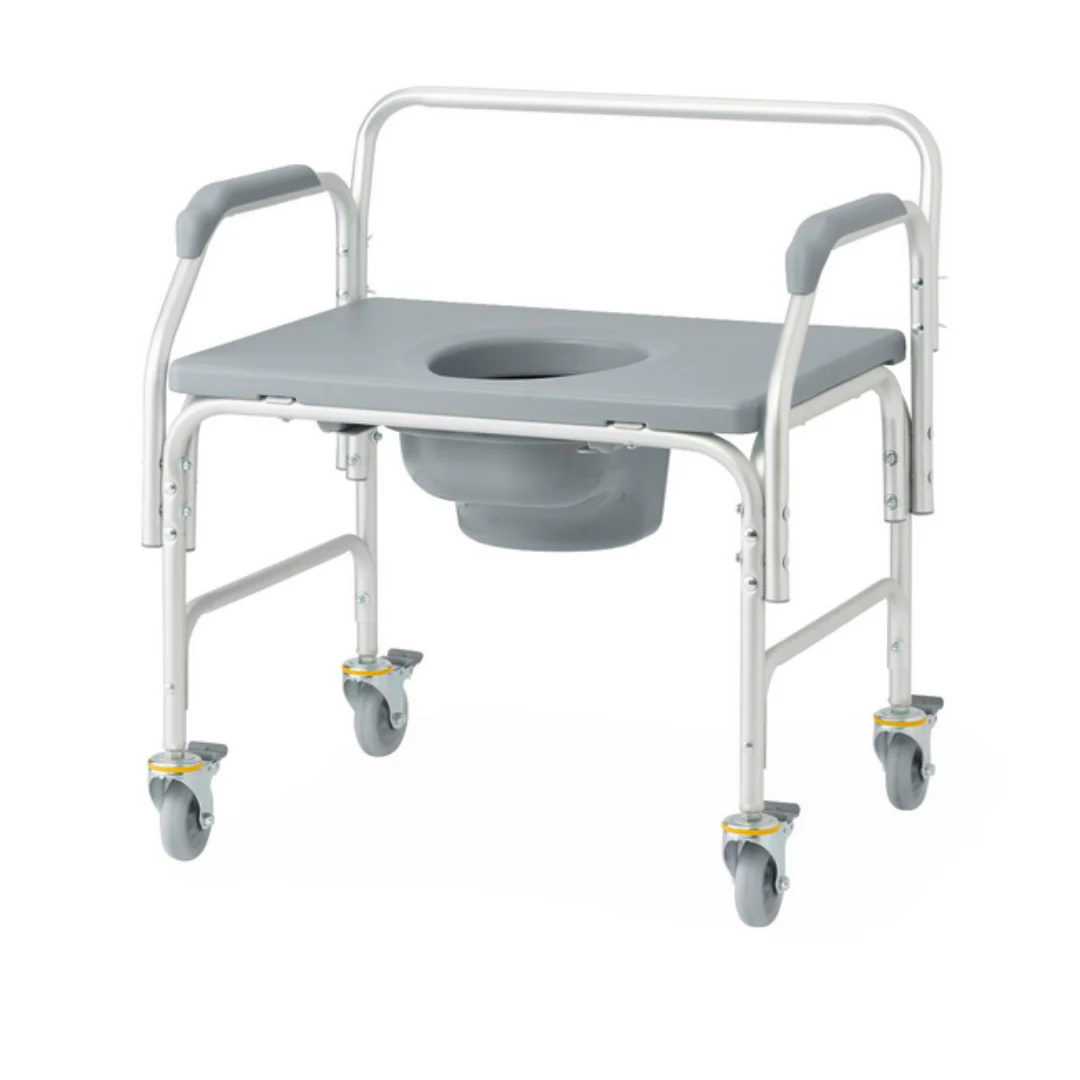 Medline Aluminum Bariatric Commode with Wheels - 1,000 lb Cap