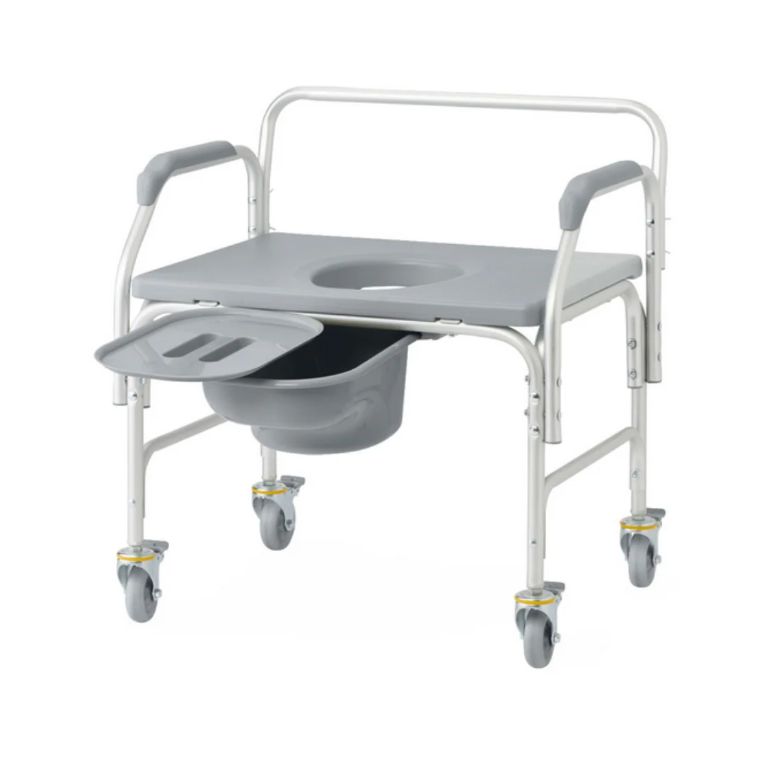 Medline Aluminum Bariatric Commode with Wheels - 1,000 lb Cap - Image 5