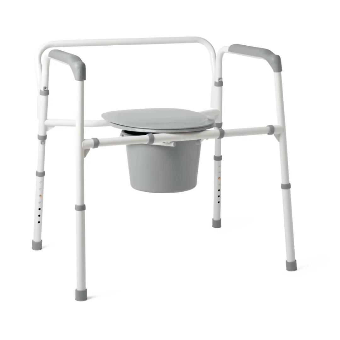 Medline Bariatric Folding Commode - Extra Wide 24" Seat - 650 lb Capacity - Image 2