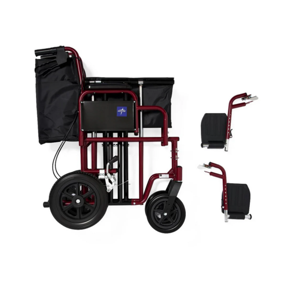 Medline Bariatric Transport Chair with Swing-Away Footrests - Image 2
