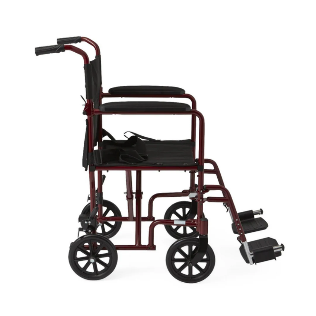 Medline Basic Aluminum Transport Chair with Fixed Full-Length Armrests - Image 8