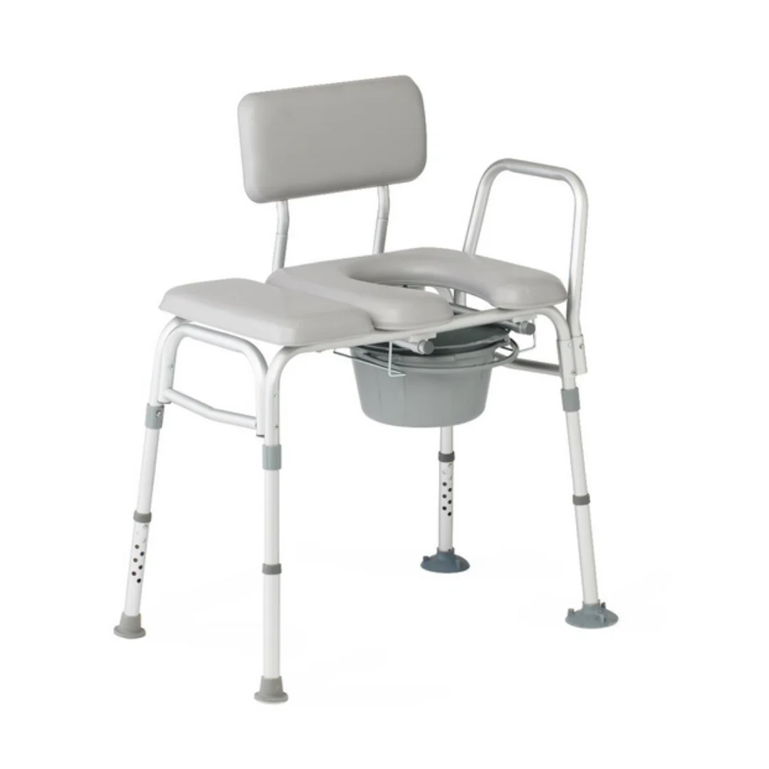 Medline Bariatric Combination Transfer Bench and Commode with Padded Seat