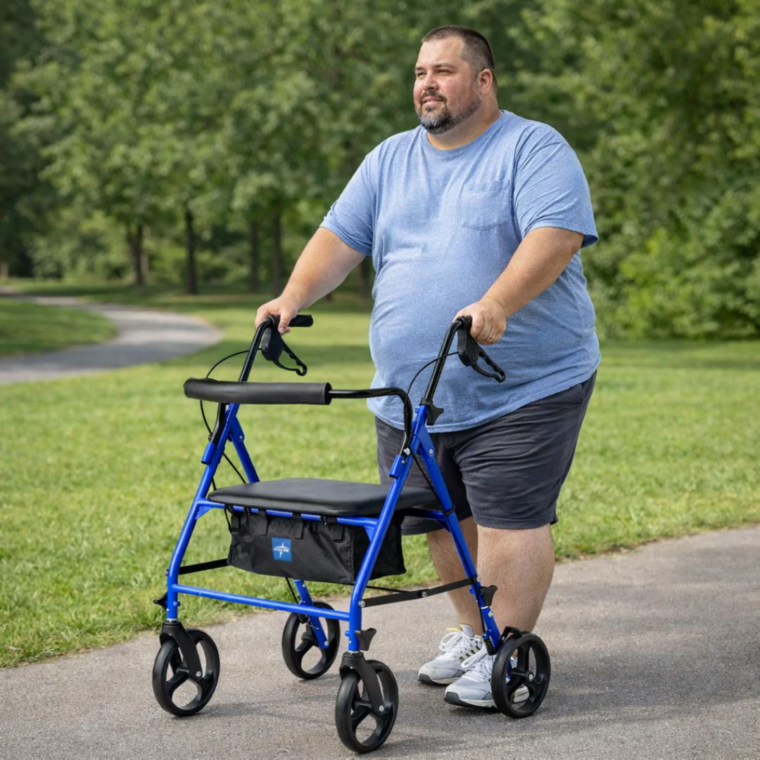 Medline Heavy-Duty Bariatric Rollator with 8" Wheels - Open Box - Image 3
