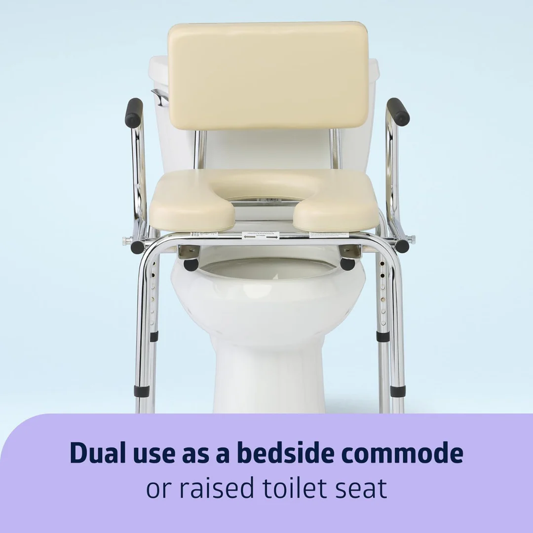 Medline Padded Bedside Drop-Arm Commode - Image 3