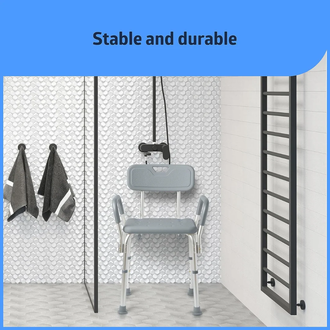 Medline Shower Chair with Backrest and Padded Armrests - Image 2