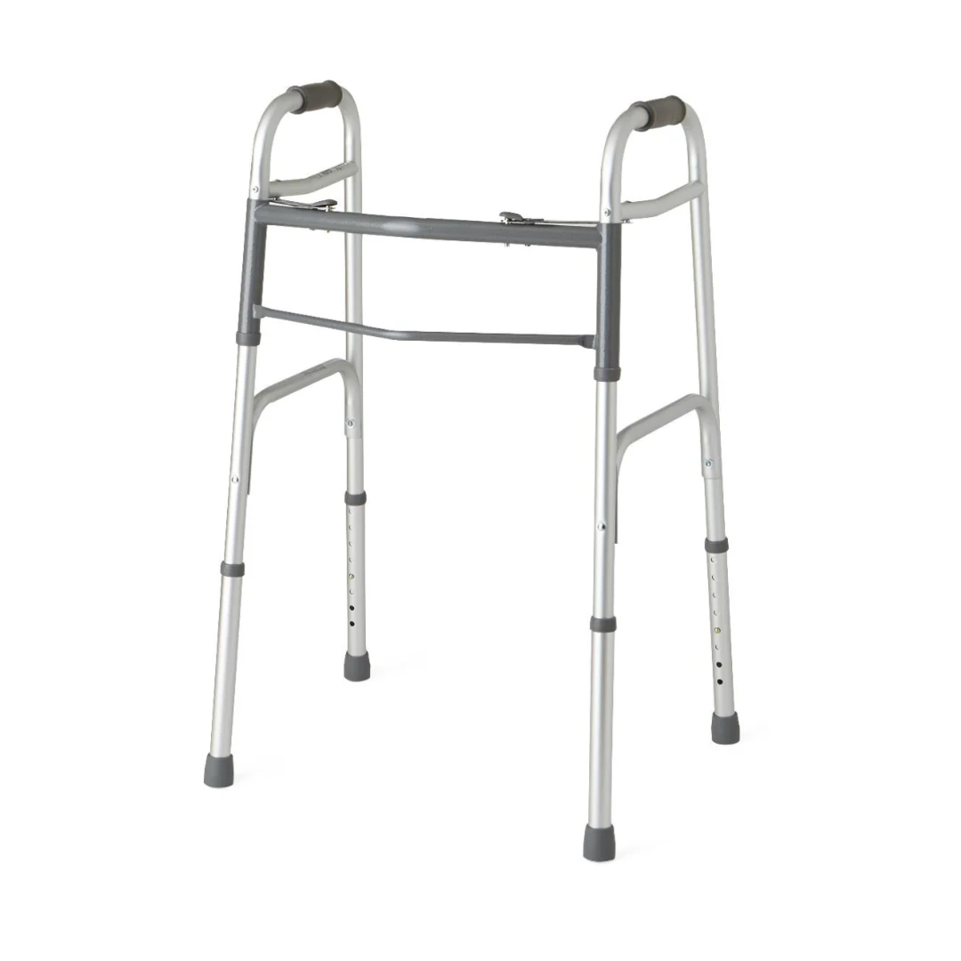Medline Two-Button Adult Folding Walkers without Wheels