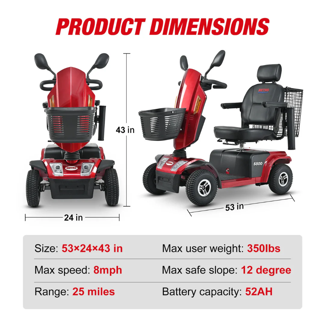 Metro Mobility S500 Heavy Duty 4-Wheel Power Scooter - Image 24