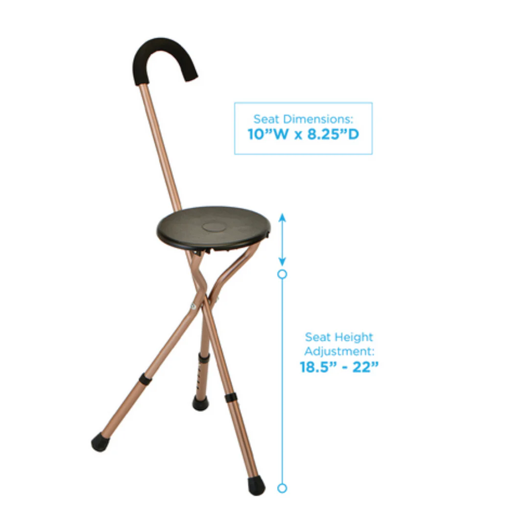 Nova Folding Seat Cane with Crook Handle - Image 3