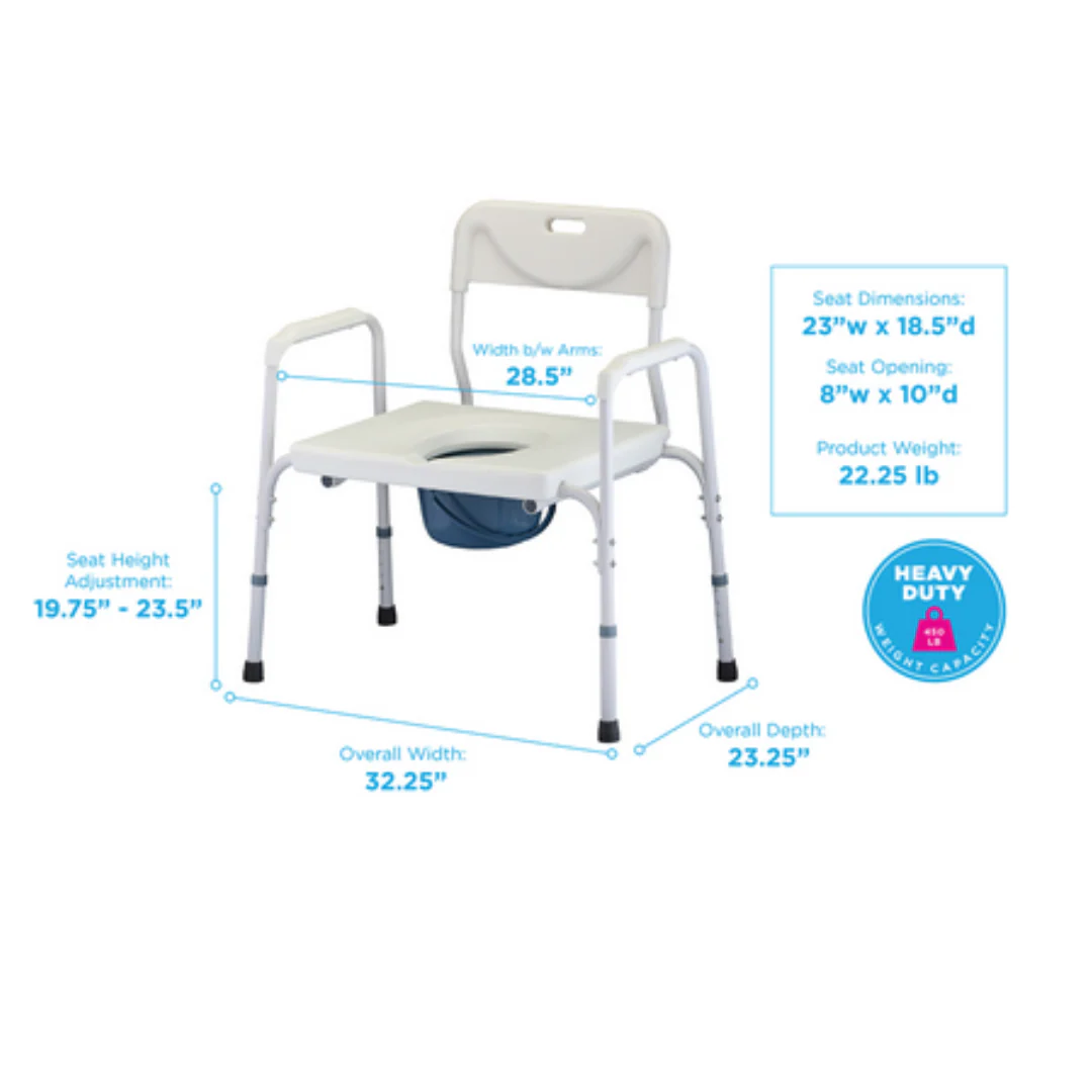 Nova Heavy Duty Bedside Commode - Stand Alone or Over Toilet - Image 5
