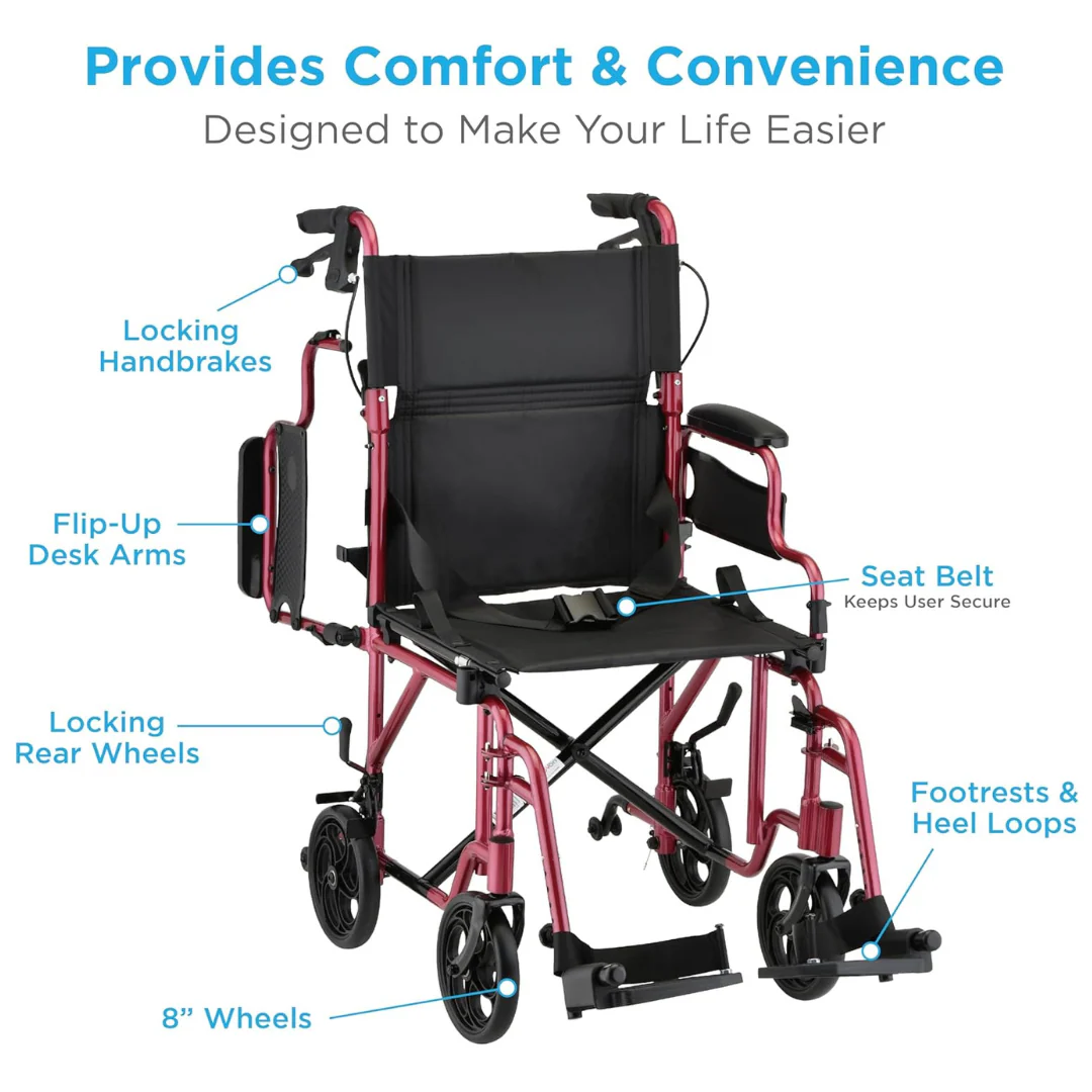 Nova Medical 350 Lightweight Aluminum Transport Chair - Open Box - Image 6