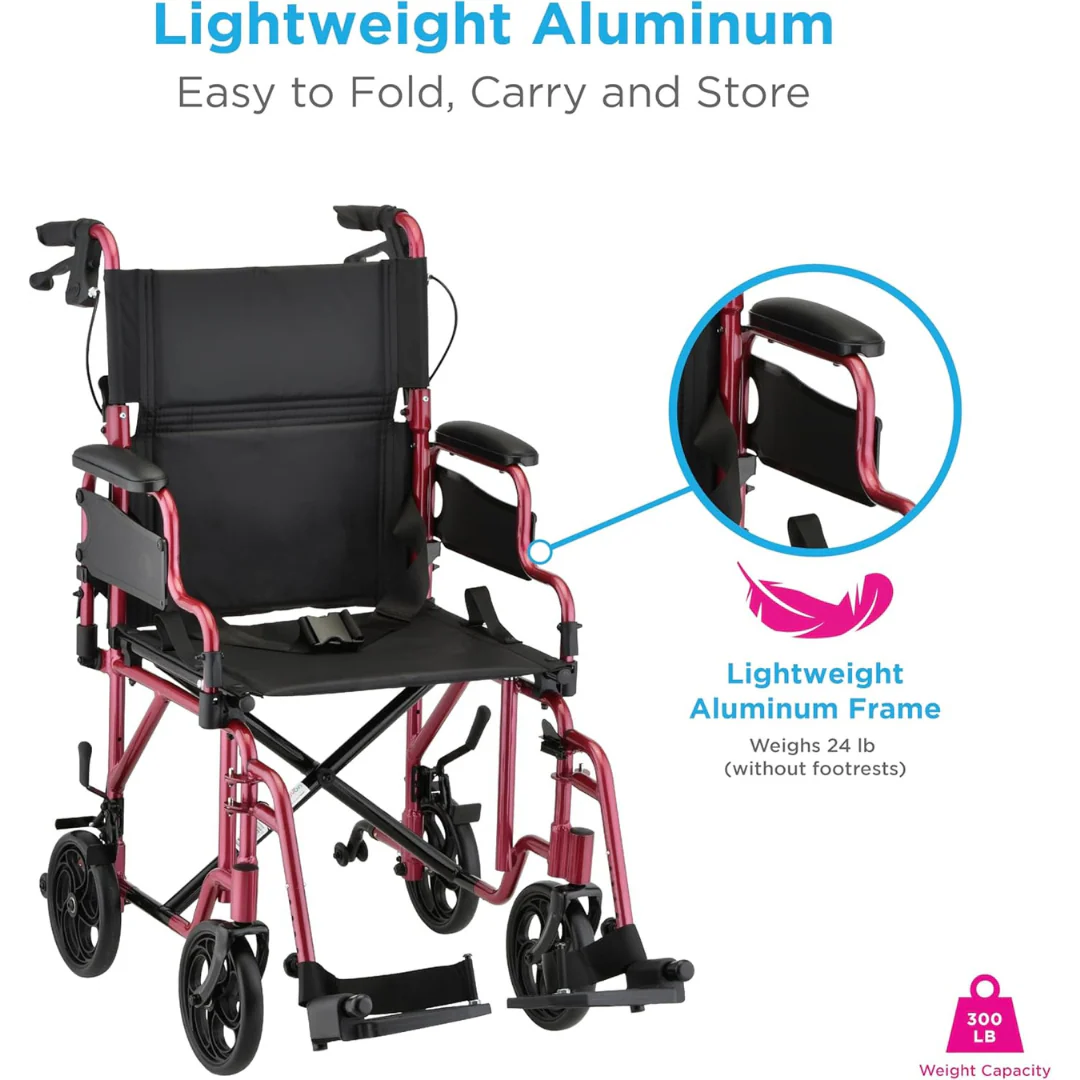 Nova Medical 350 Lightweight Aluminum Transport Chair - Open Box - Image 8