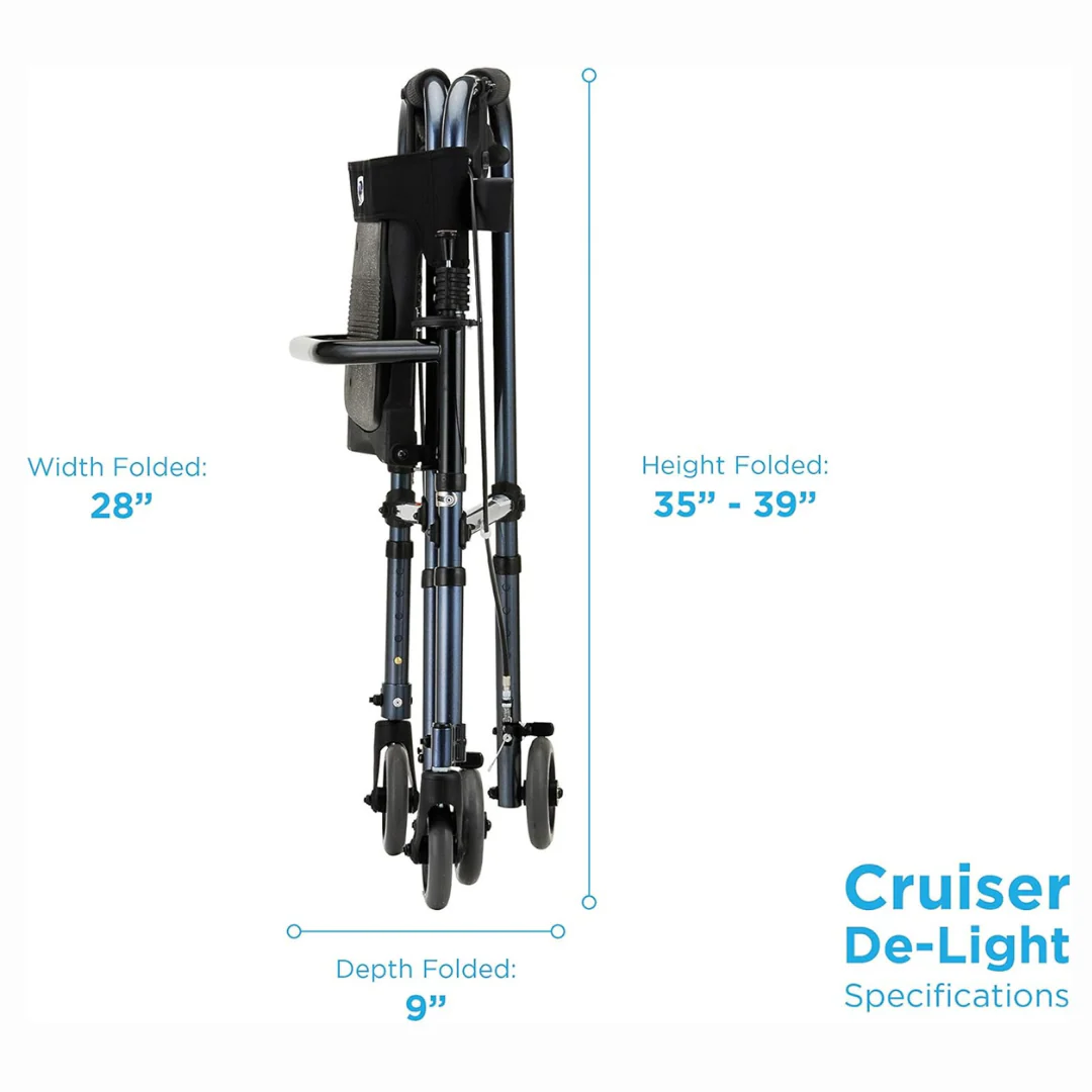 Nova Medical Cruiser De-Light Rolling Walker with Seat - Image 3