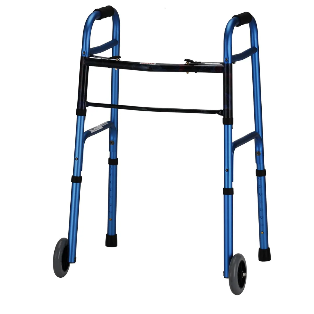 Nova Medical Folding Walker Bundle with 5" Wheels, Walker Skis & Mobility Bag - Image 3