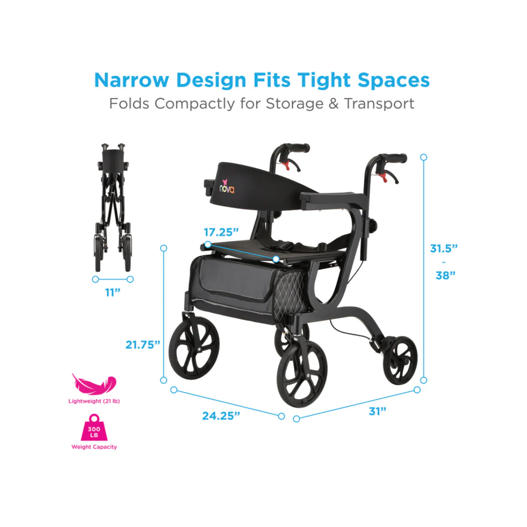 Nova Medical Gemini 2-in-1 Rollator Transport Chair - Image 5