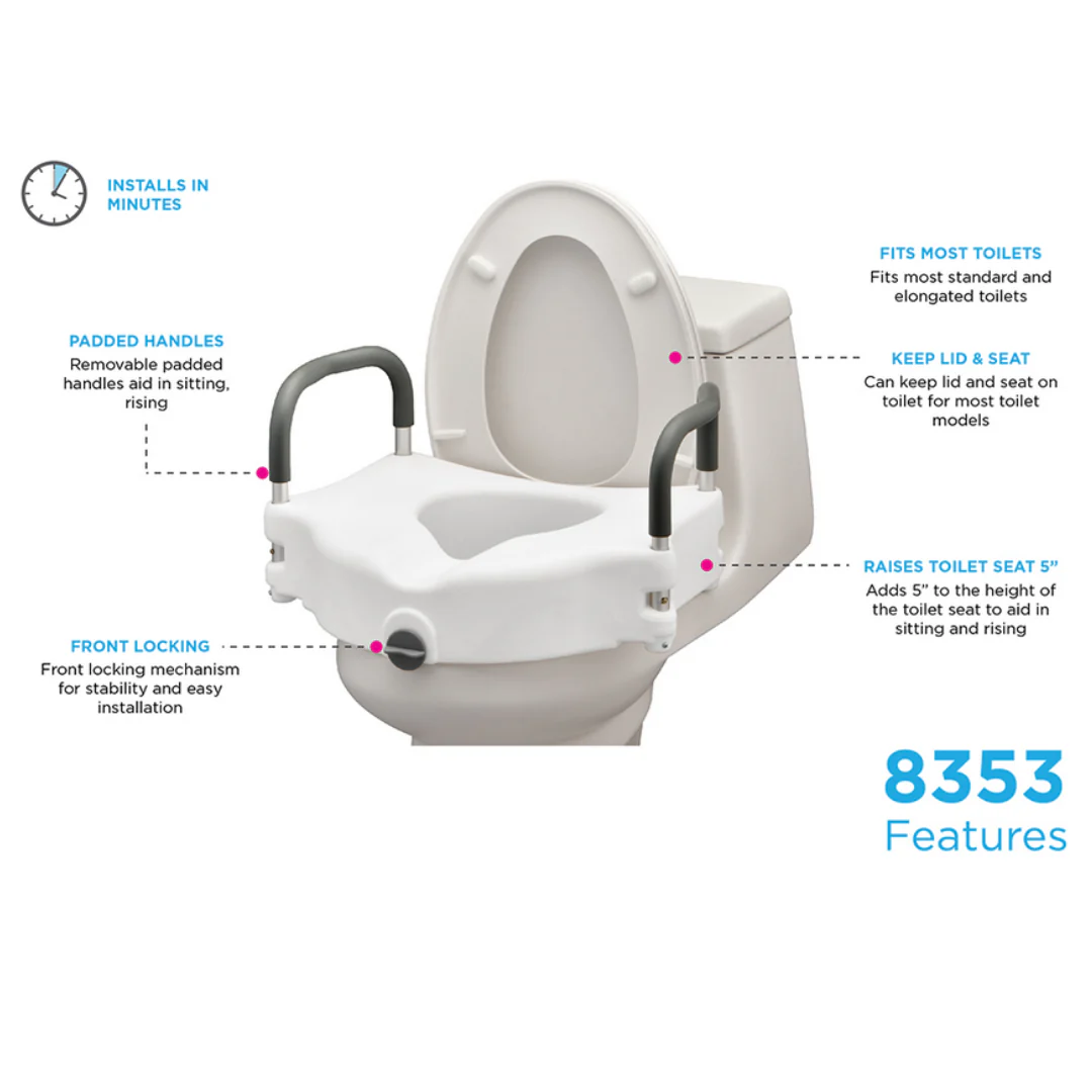 Nova Medical 5" Raised Toilet Seat with Easy Locking - Universal Fit - Image 8