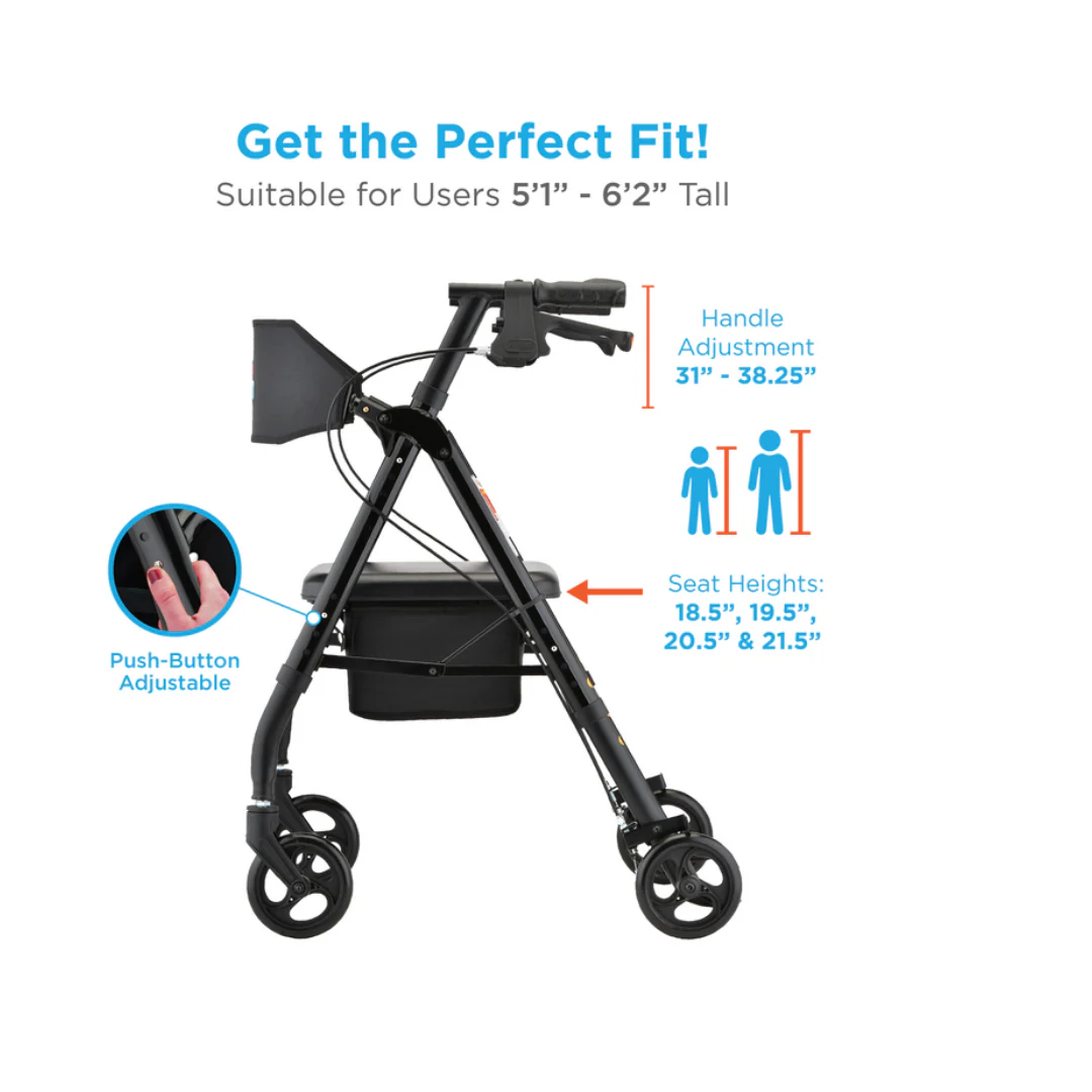 Nova Medical Star 6 OS Rollator Walker - Open Box - Image 5