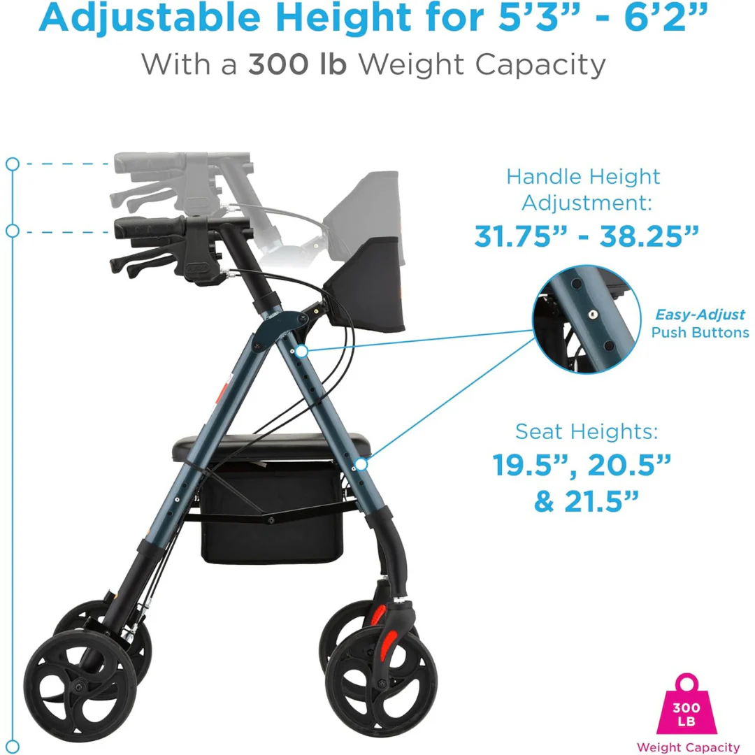 Nova Medical Star 8 Wide Back Lightweight Rollator - Image 11