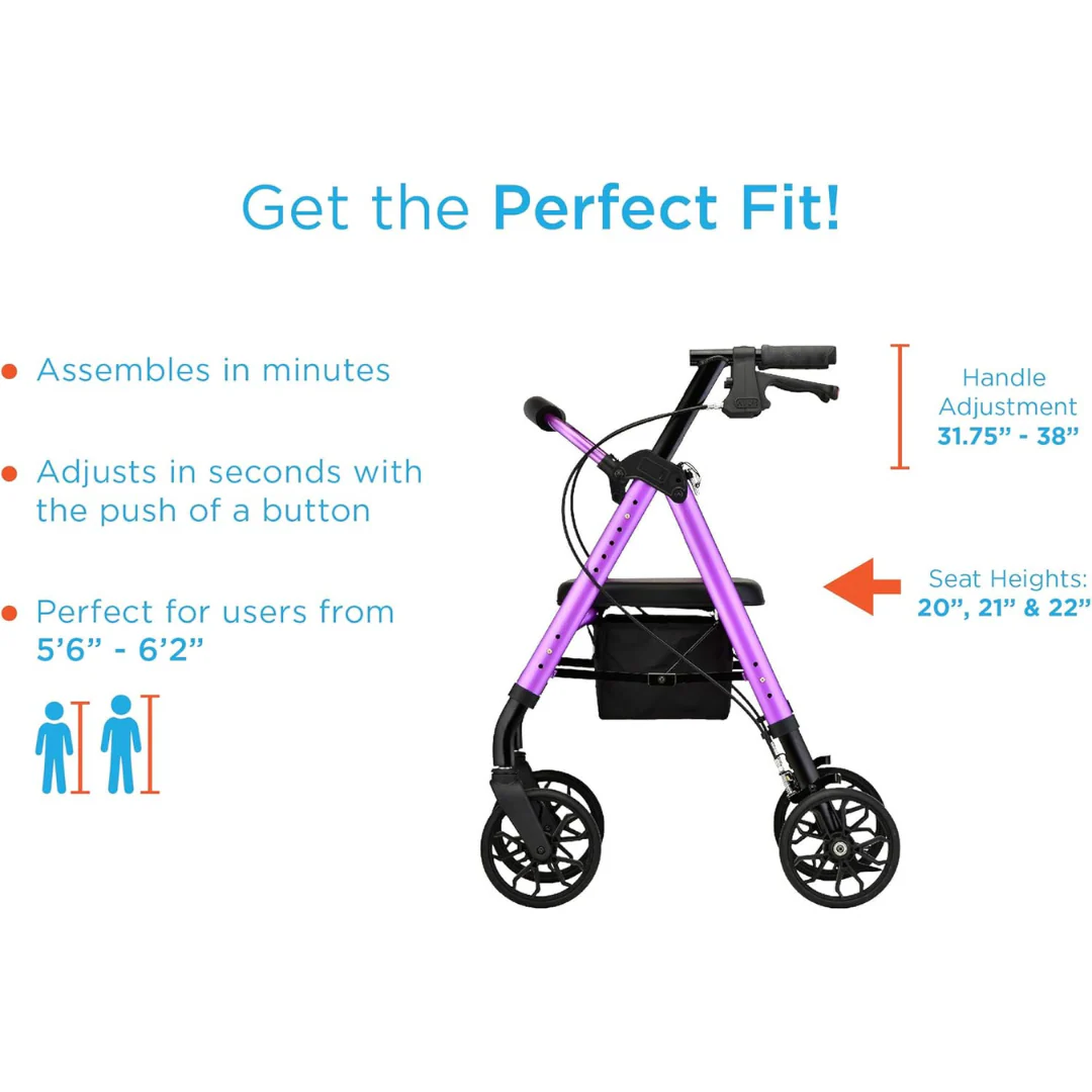 Nova Medical Star 8 Lightweight Rollator - Height Adjustable Seat - Open Box - Image 9