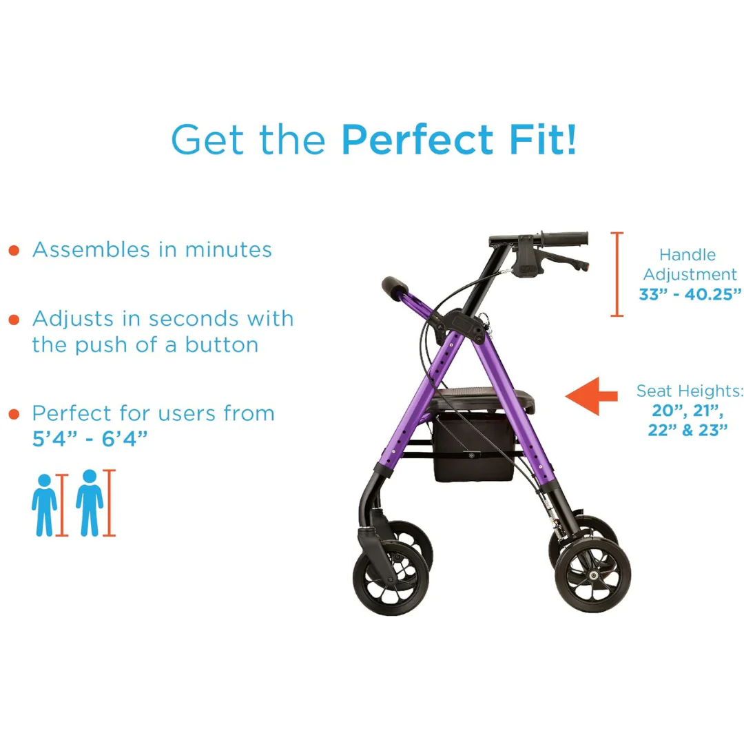 Nova Medical Star DX Heavy Duty Bariatric Rollator Walker with Extra Wide Seat - Image 8