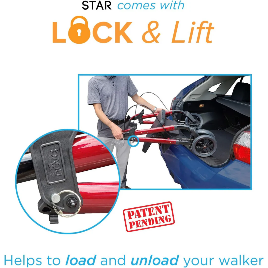 Nova Medical Star DX Heavy Duty Bariatric Rollator Walker with Extra Wide Seat - Image 9