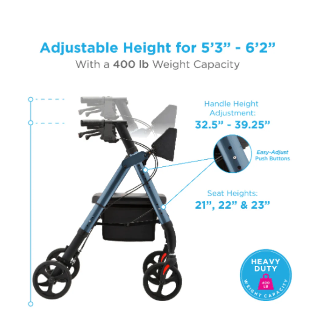 Nova Medical Star HD Bariatric Rollator with XL Backrest - Image 7