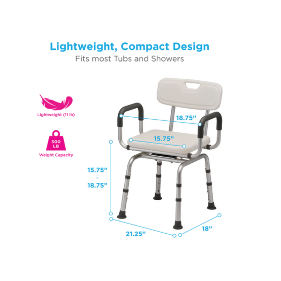 Nova Medical Swivel Bath Seat - 360° Swiveling Seat with Padded Arms - Image 3