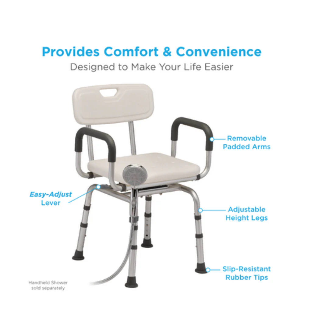 Nova Medical Swivel Bath Seat - 360° Swiveling Seat with Padded Arms - Image 4