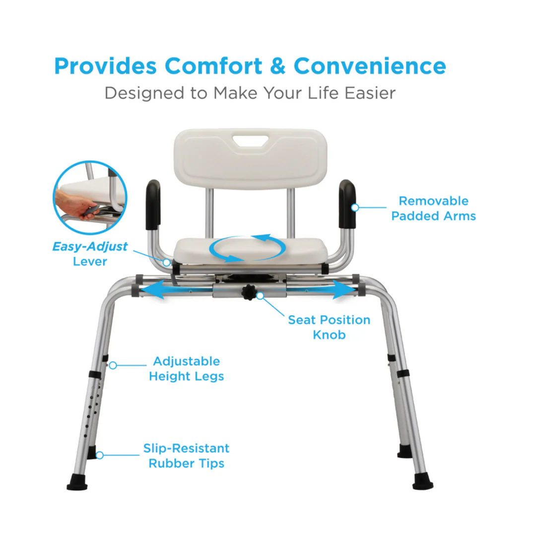 Nova Medical Sliding Swivel Seat Bathtub Transfer Bench - Image 3