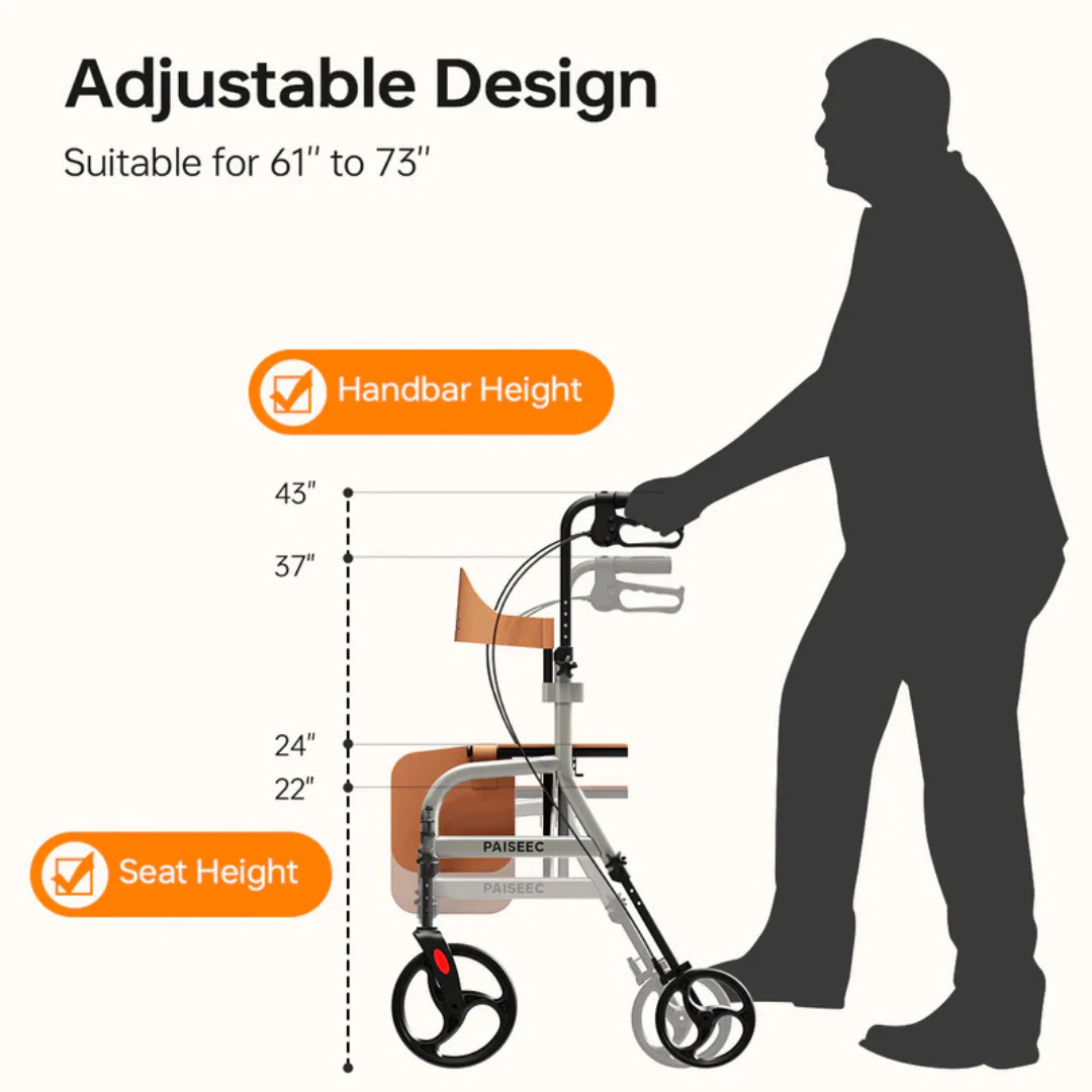 Paiseec R1 2-in-1 Rollator Walker Transport Chair - Image 8