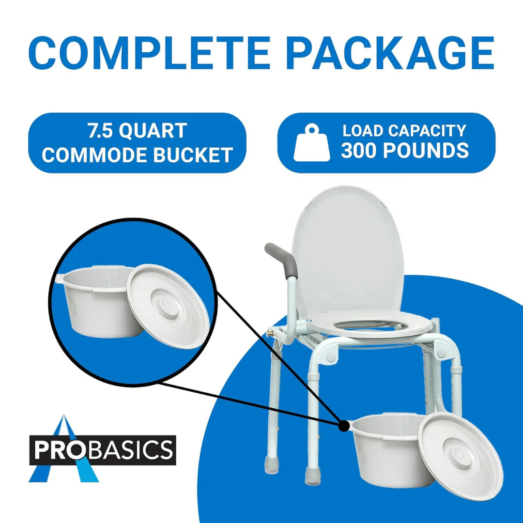 ProBasics Bedisde Steel Drop-Arm Commode - Image 2