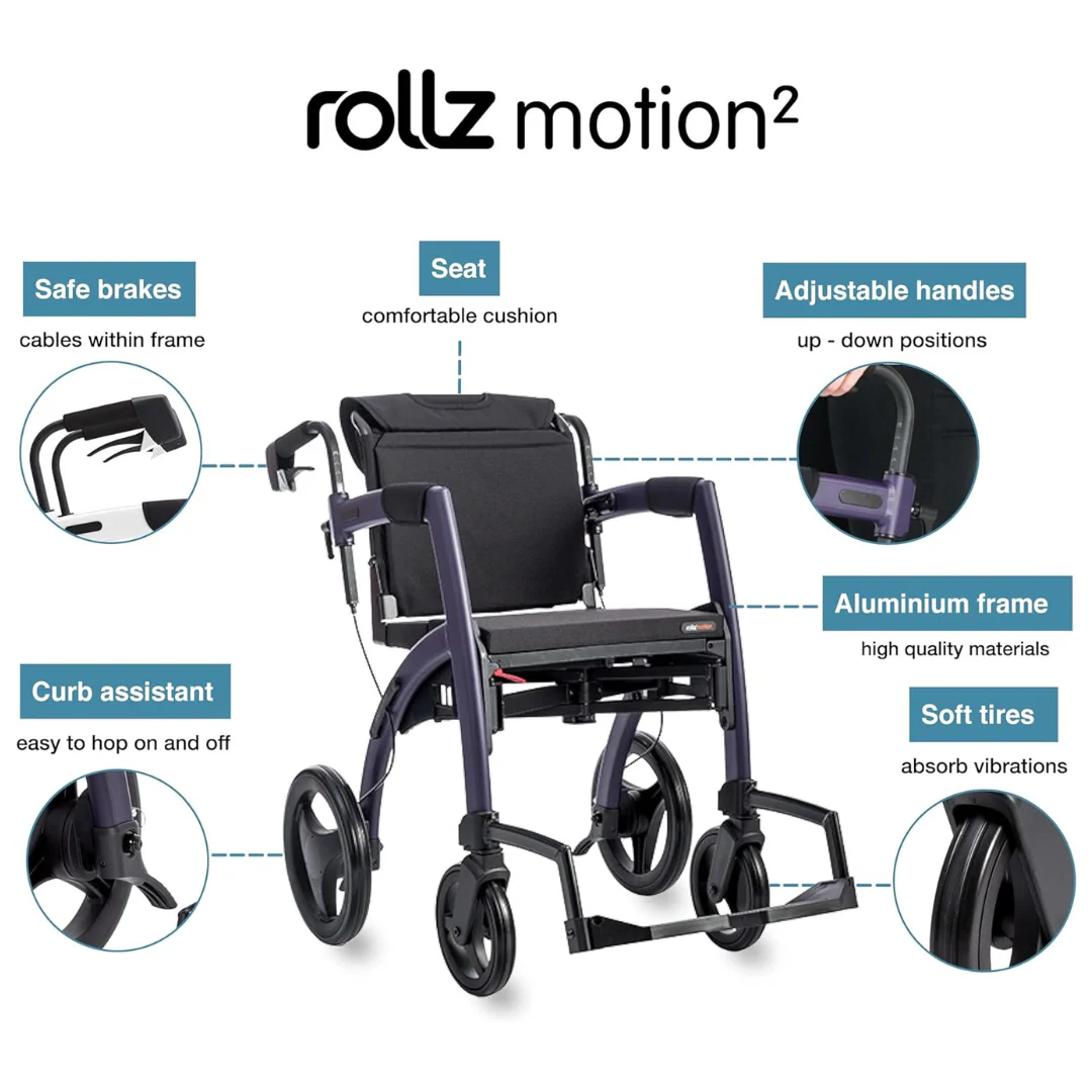 Rollz Motion 2-in-1 Rollator Walker and Wheelchair - Image 8