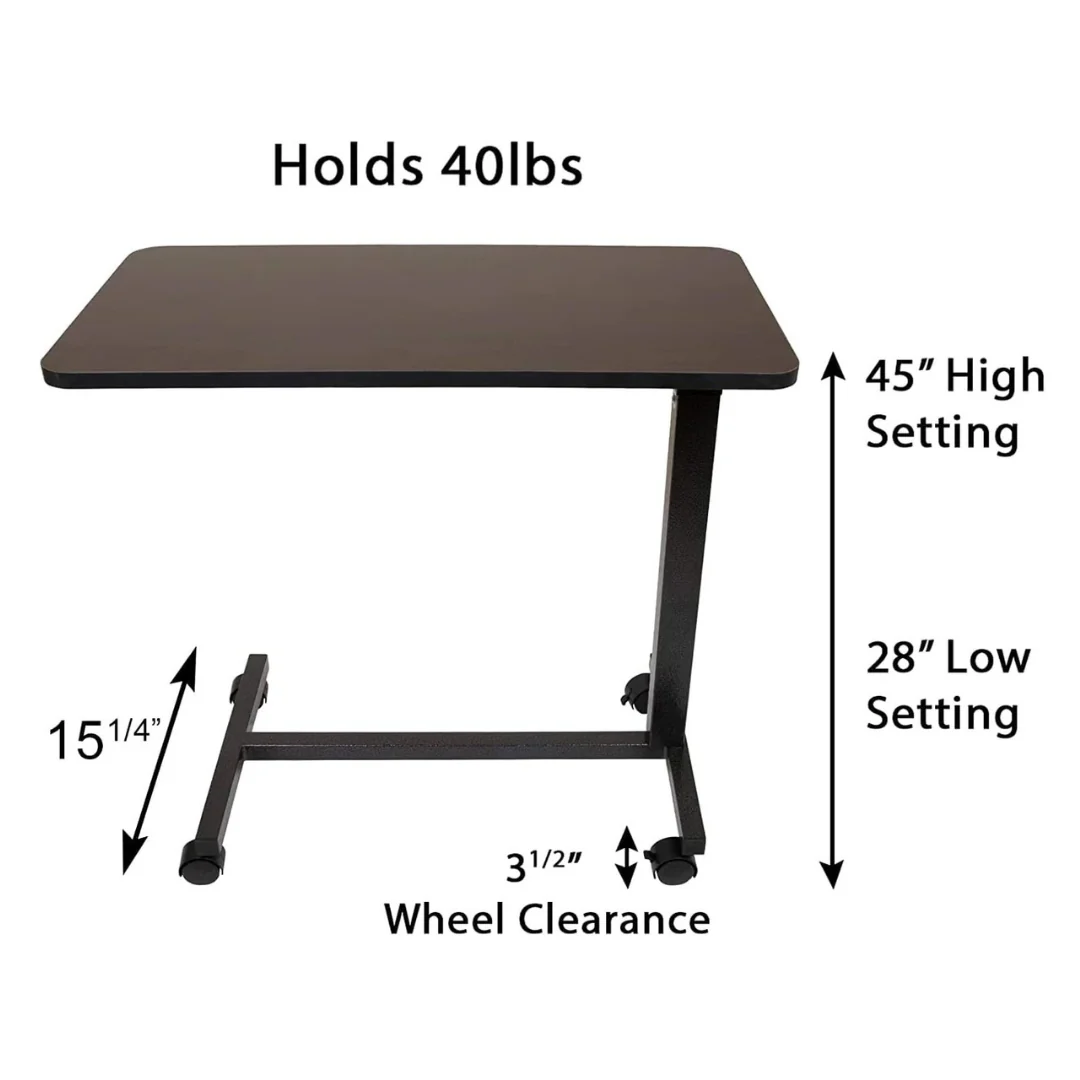Roscoe Rolling Overbed Table - Non-Tilting Bedside Table - Image 4
