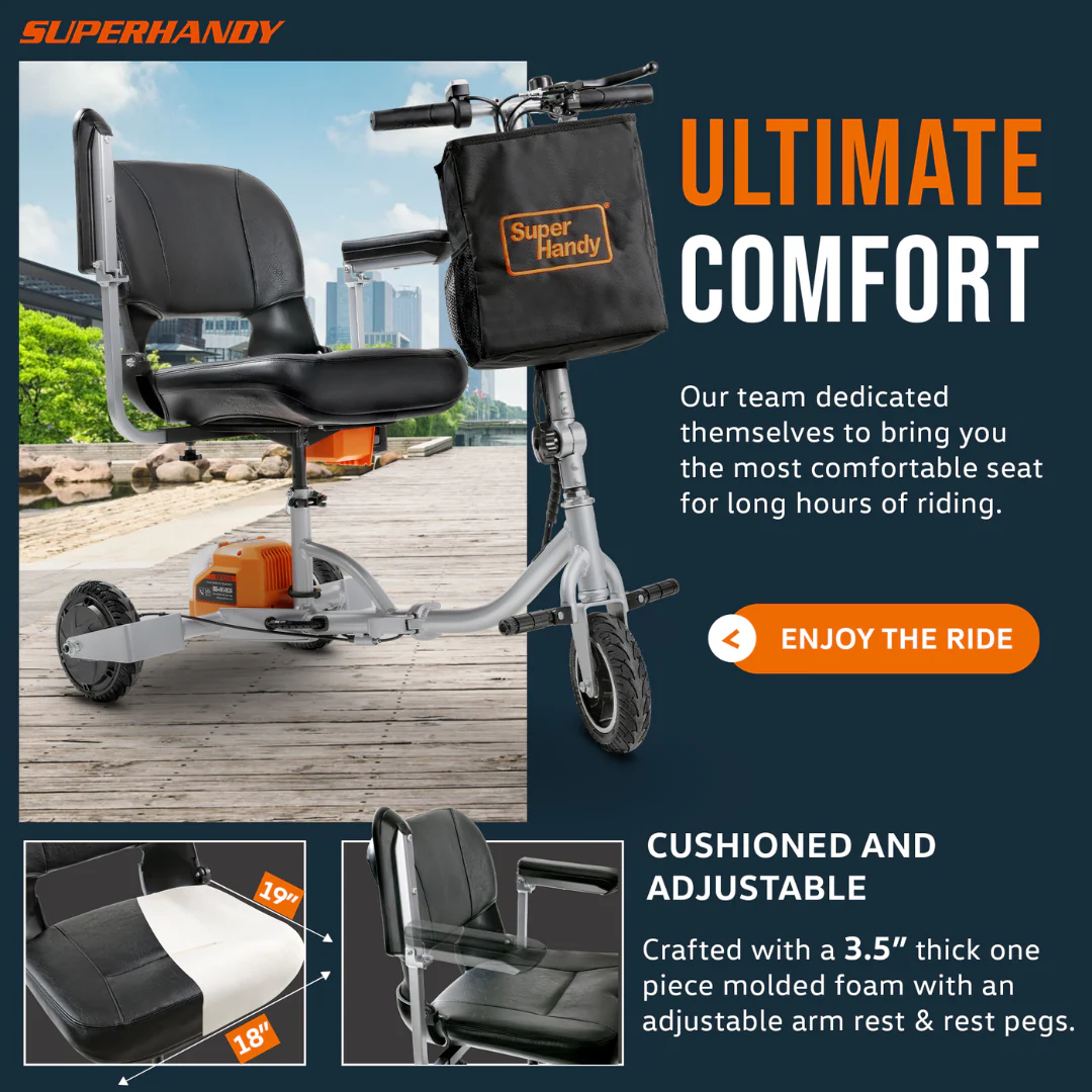 SuperHandy Passport Plus Portable Power Mobility Scooter - 11 Mile Range - Image 3