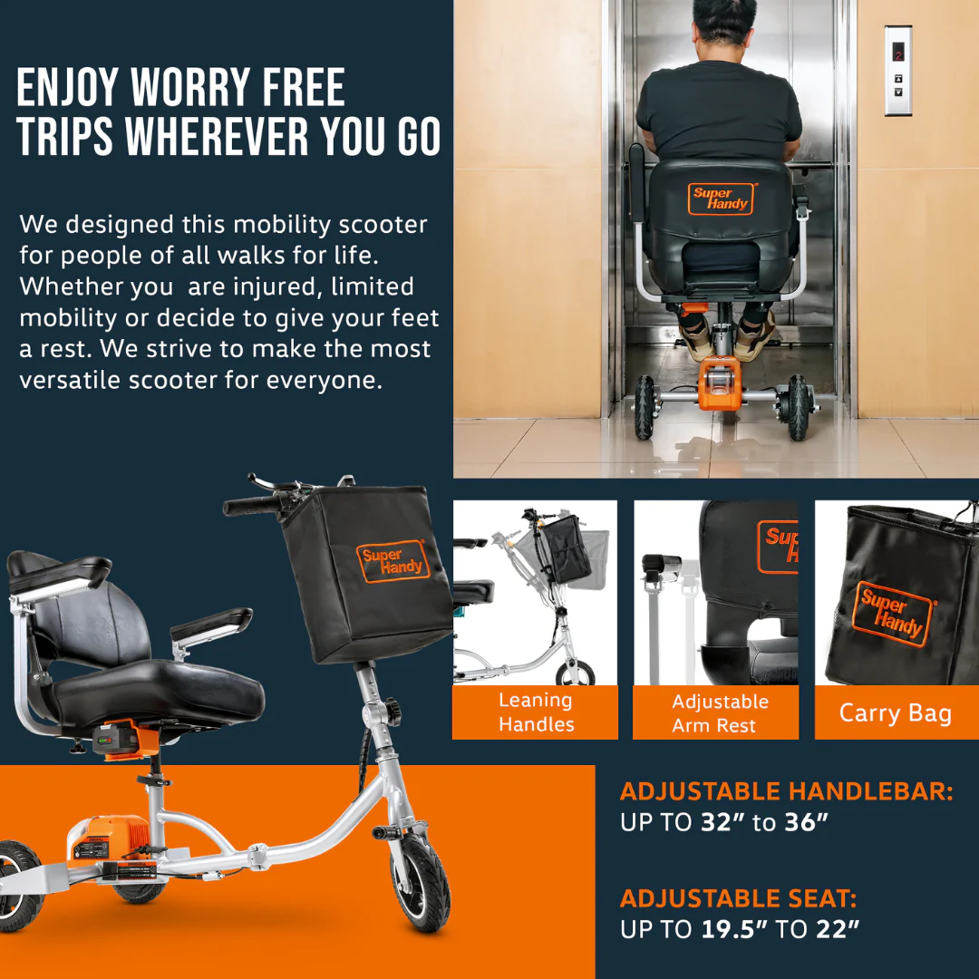 SuperHandy Passport Plus Portable Power Mobility Scooter - 11 Mile Range - Image 4