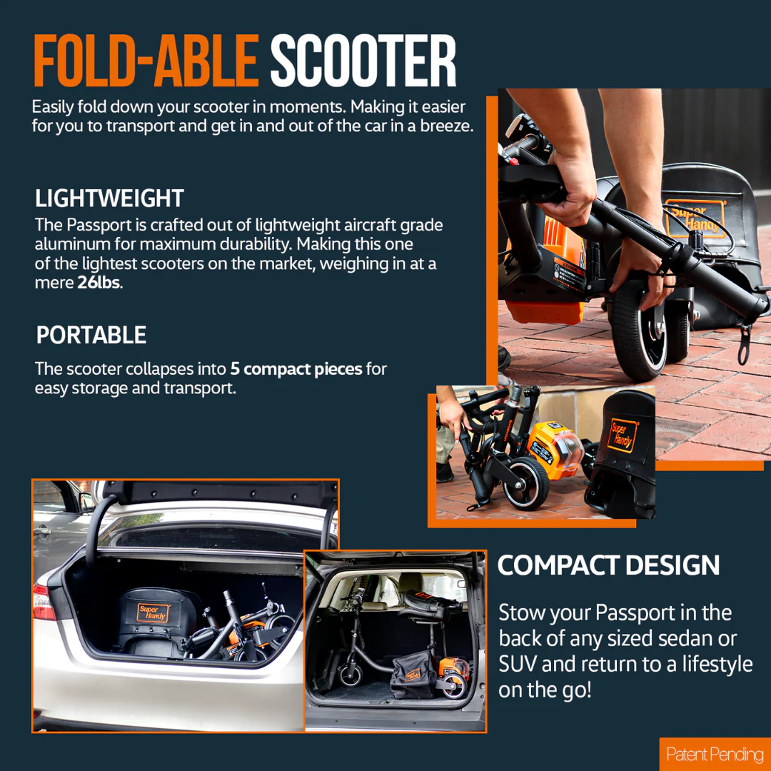 SuperHandy Passport Power Mobility 3-Wheel Scooter - Only 35 lbs - Image 3