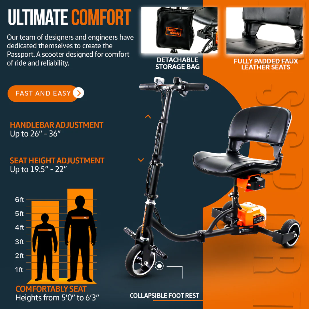 SuperHandy Passport Power Mobility 3-Wheel Scooter - Only 35 lbs - Image 4